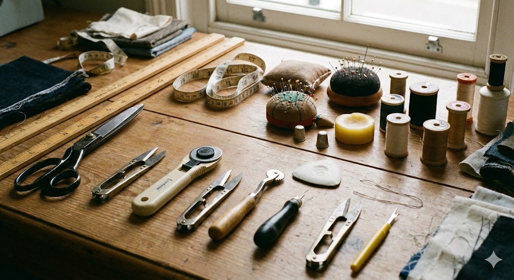 Selection of tailoring tools on a table